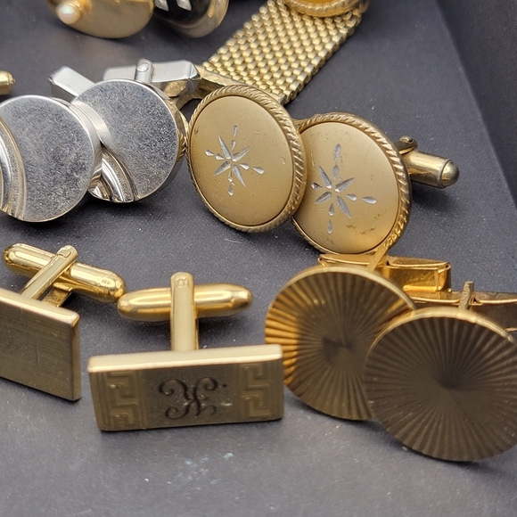 Gold Silver Tone Vintage Cufflinks Lot - Picture 4 of 16